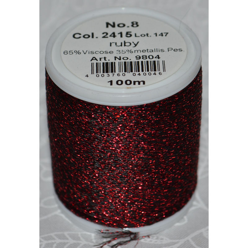 Madeira Glamour 8 Thread #2415 RUBY, 100m Embroidery, Crochet