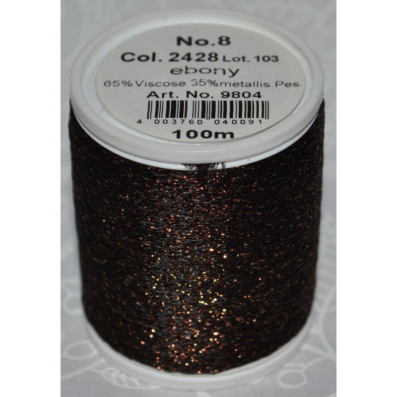 Madeira Glamour 8 Thread #2428 EBONY, 100m Embroidery, Crochet