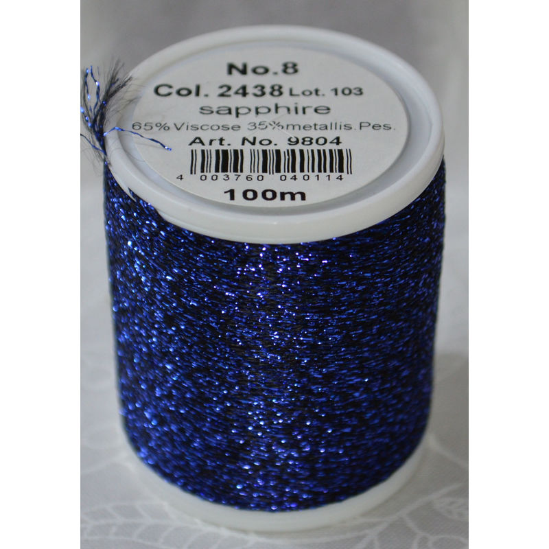 Madeira Glamour 8 Thread #2438 SAPPHIRE, 100m Embroidery, Crochet