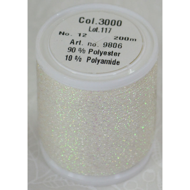 Madeira Glamour 12, #3000 - Prism Snow White 200m Metallic Embroidery Thread
