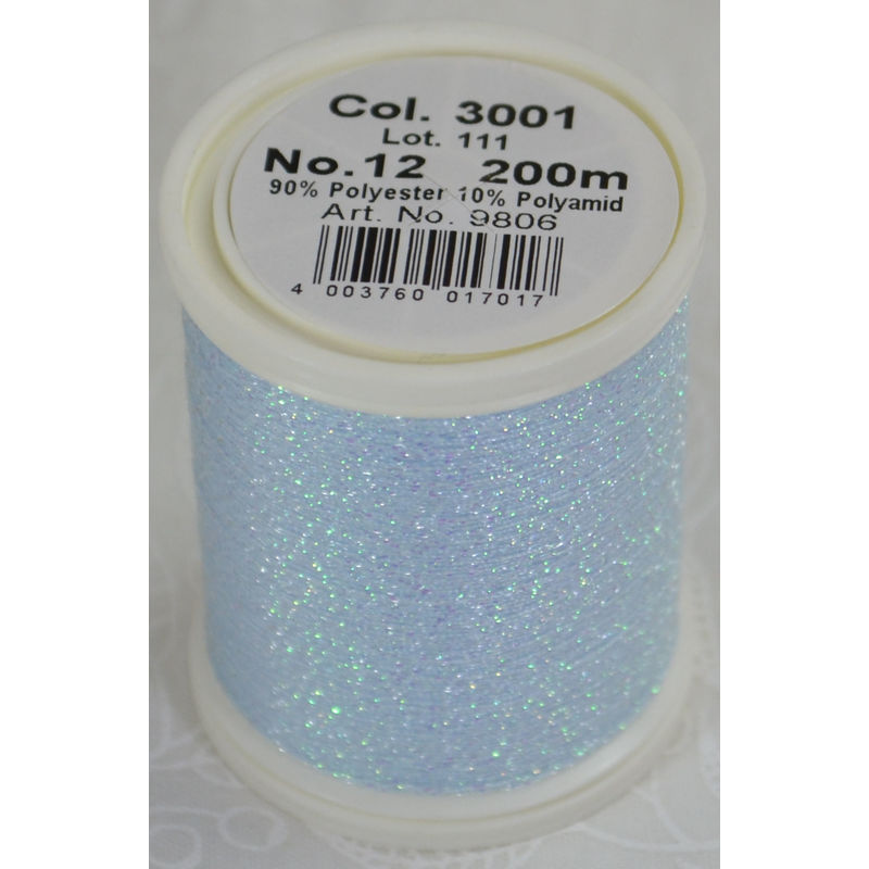 Madeira Glamour 12, #3001 - Prism Baby Blue 200m Metallic Embroidery Thread