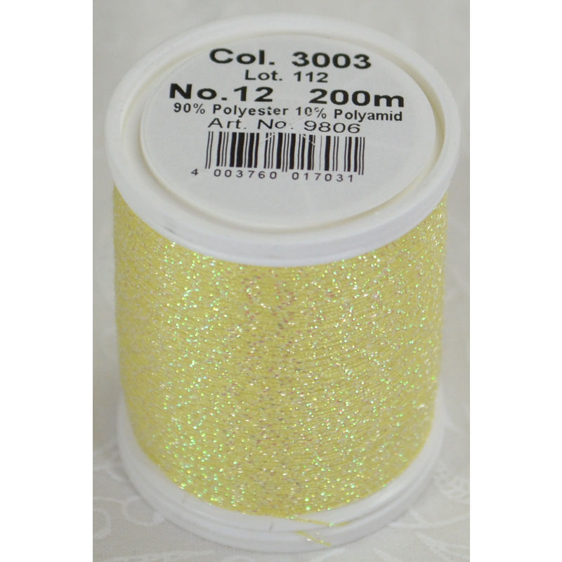 Madeira Glamour 12, #3003 - Prism Pale Yellow 200m Metallic Embroidery Thread