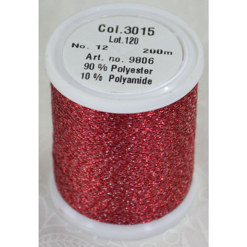 Madeira Glamour 12, #3015 - Ruby 200m Metallic Embroidery Thread