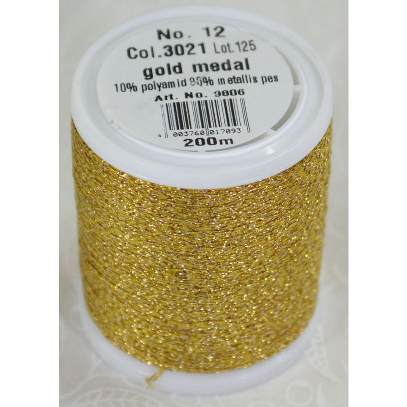 Madeira Glamour 12, #3021 - Gold Medal 200m Metallic Embroidery Thread