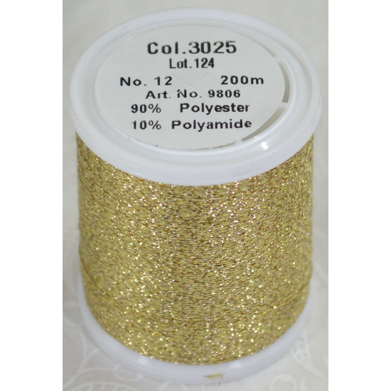 Madeira Glamour 12, #3025 - Pure Gold 200m Metallic Embroidery Thread
