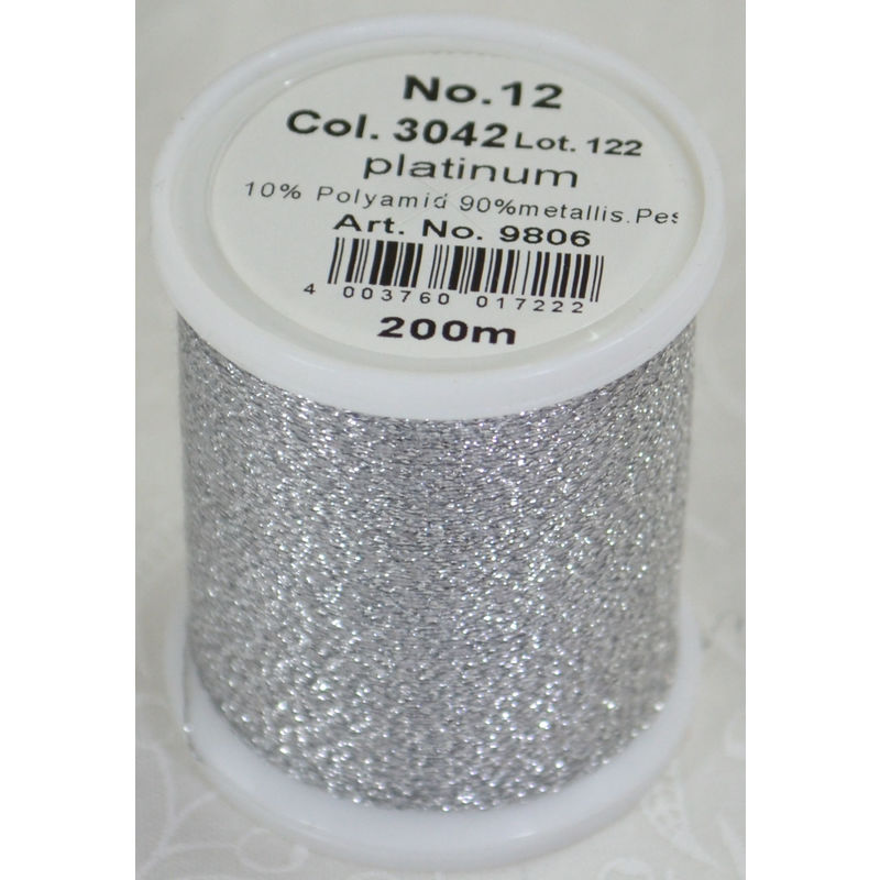 Madeira Glamour 12, #3042 - Platinium 200m Metallic Embroidery Thread