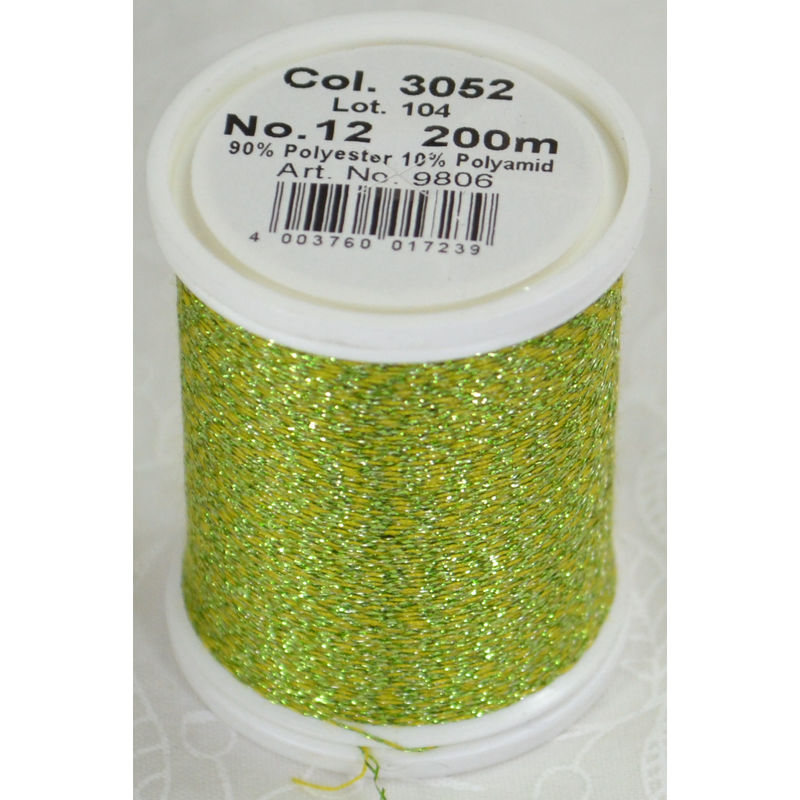 Madeira Glamour 12, #3052 - Glamour Green 200m Metallic Embroidery Thread