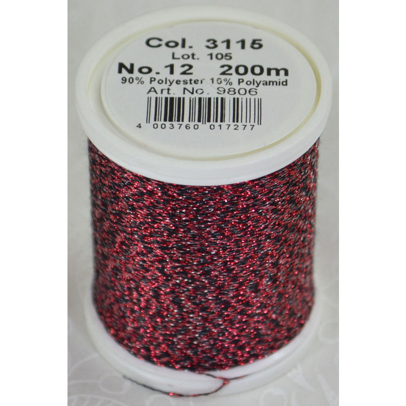 Madeira Glamour 12, #3115 - Devil Red 200m Metallic Embroidery Thread