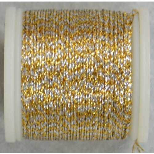 Madeira Metallic No. 8 Hand Embroidery Thread, #8011 SILVER GOLD, 20m Spool
