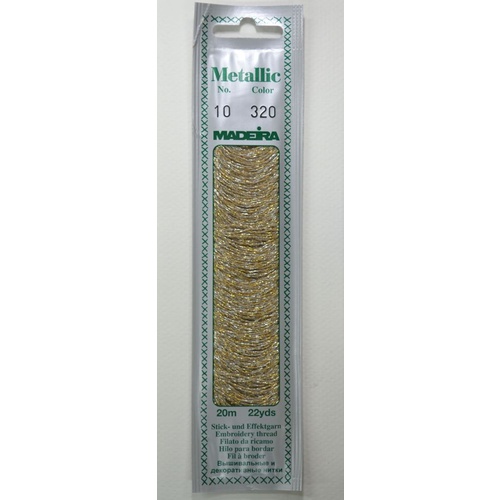 Madeira Perle No. 10 Metallic Hand Embroidery Thread, 20m Colour SILVER GOLDEN 320