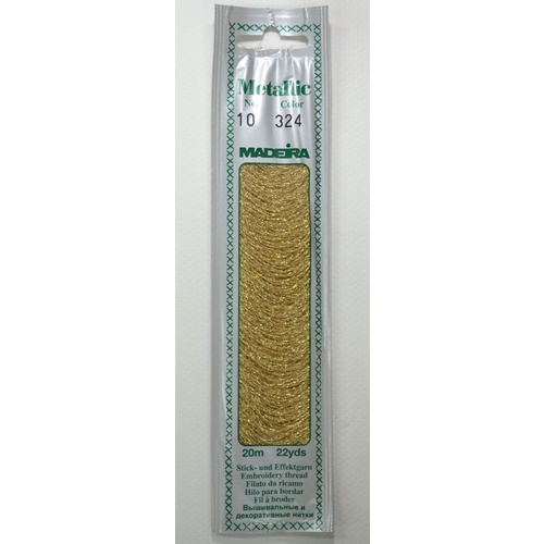 Madeira Perle No. 10 #324 GOLD DUST, Metallic Hand Embroidery Thread, 20m