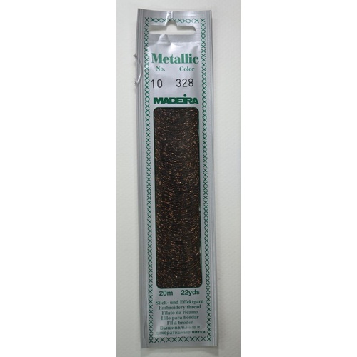 Madeira Perle No. 10 Metallic Hand Embroidery Thread, 20m Colour BRONZE 328
