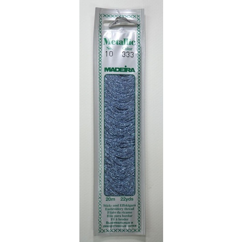 Madeira Perle No. 10 Metallic Hand Embroidery Thread, 20m CRYSTAL BLUE 333