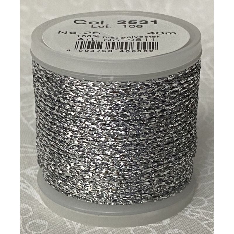 Madeira Metallic No.25 Hand Embroidery Thread, 40m colour 2531 SILVER (9811.2531)