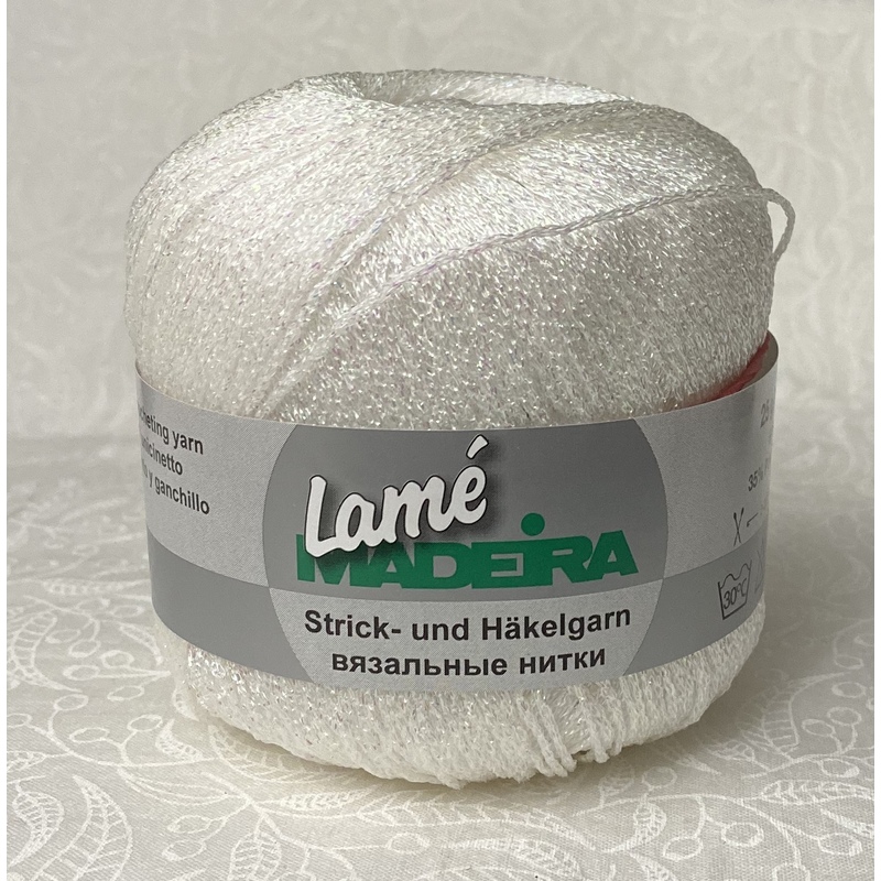 Madeira LAME Crochet & Knitting Yarn, 175m Colour 400 PRISM WHITE