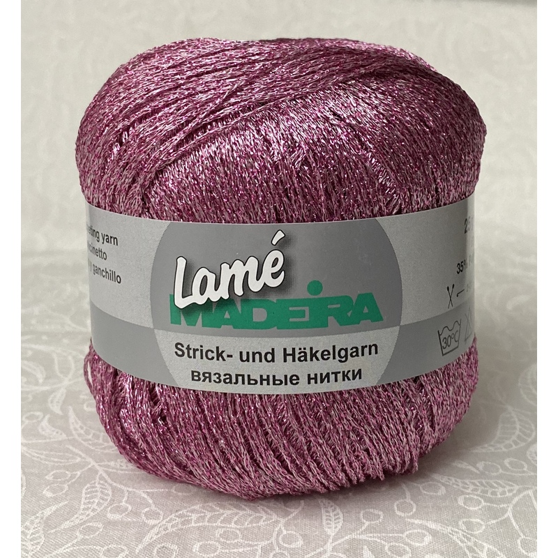 Madeira LAME Crochet & Knitting Yarn, 175m Colour 413 PINK