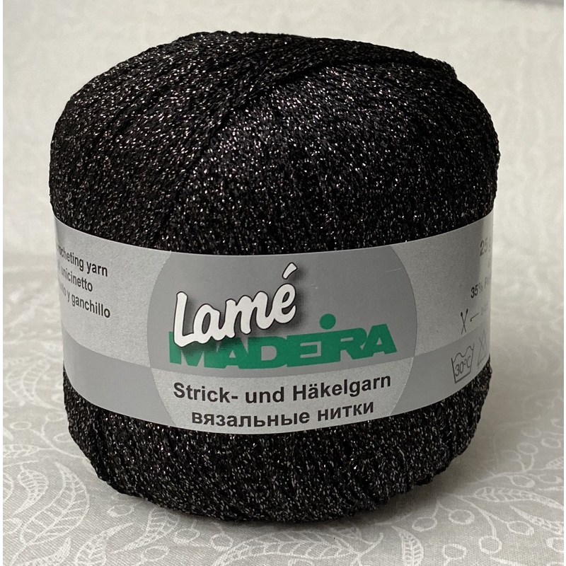 Madeira LAME Crochet & Knitting Yarn, 175m Colour 460 BLACK