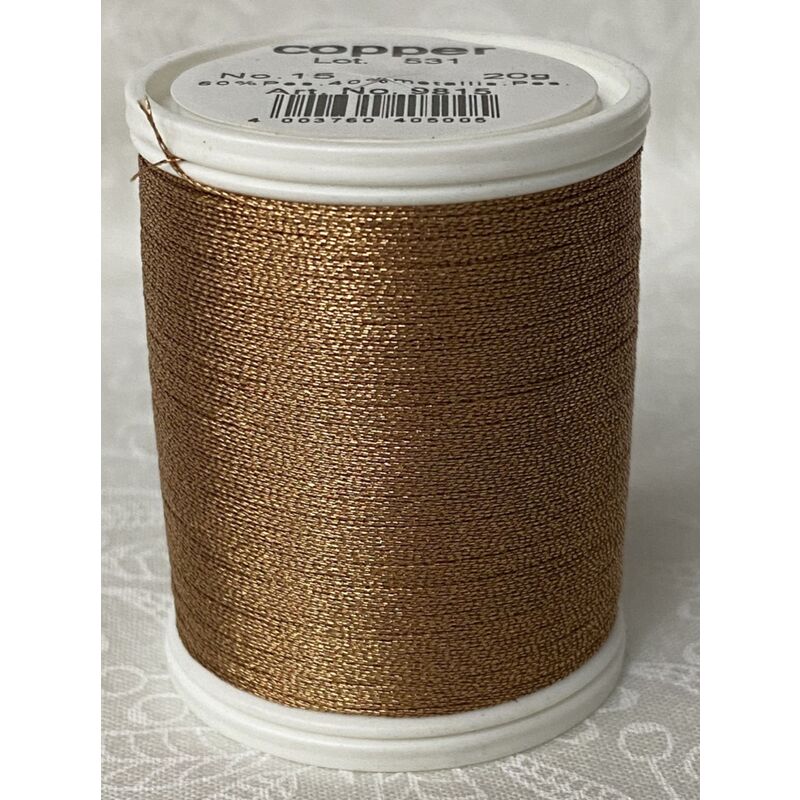 Madeira Metallic No.15 Hand Embroidery Thread, 300m Spool, Colour COPPER