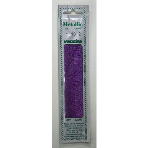 Madeira No. 4, 20m Metallic Hand Embroidery Thread, AMETHYST Colour 4012