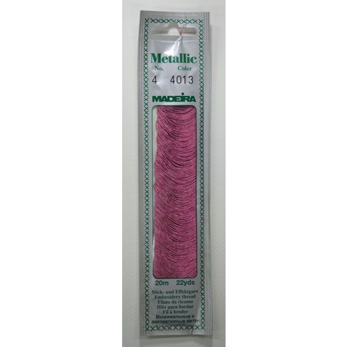 Madeira No. 4, 20m Metallic Hand Embroidery Thread, CORAL Colour 4013
