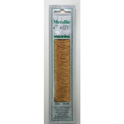 Madeira No. 4, 20m Metallic Hand Embroidery Thread, BROCADE Colour 4021