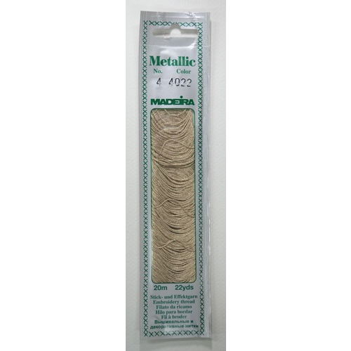 Madeira No. 4, 20m Metallic Hand Embroidery Thread, GOLD DUST Colour 4022
