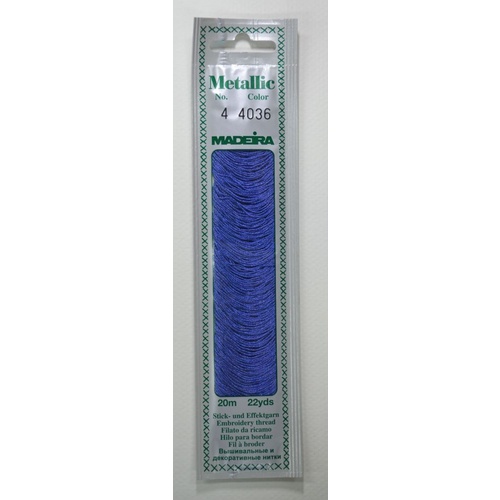 Madeira No. 4, 20m Metallic Hand Embroidery Thread, SAPPHIRE Colour 4036
