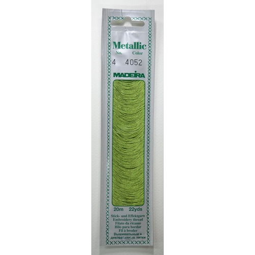 Madeira No. 4, 20m Metallic Hand Embroidery Thread, MALACHITE Colour 4052