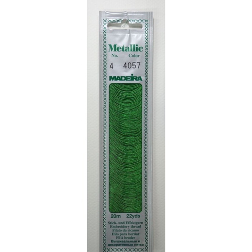 Madeira No. 4, 20m Metallic Hand Embroidery Thread, EMERALD Colour 4057