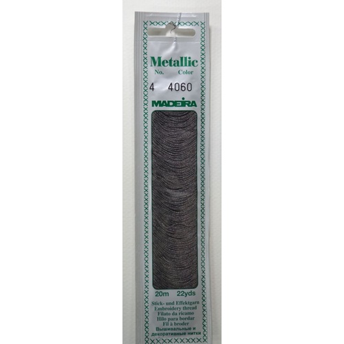 Madeira No. 4, 20m Metallic Hand Embroidery Thread, BLACK PEARL Colour 4060