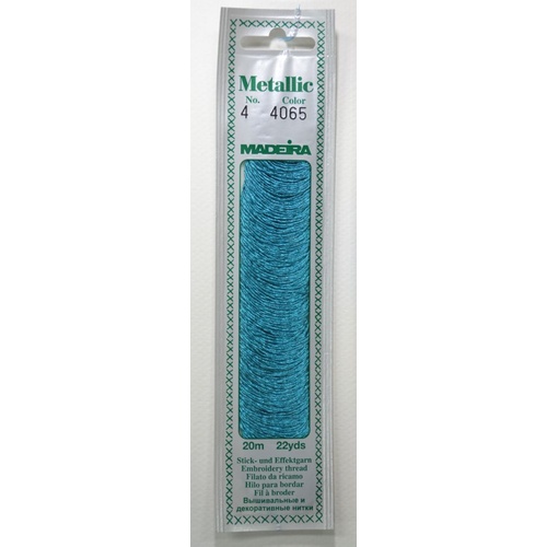 Madeira No. 4, 20m Metallic Hand Embroidery Thread, TURQUOISE Colour 4065