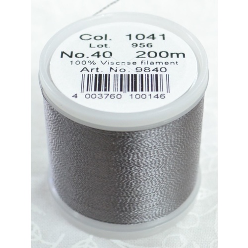 Madeira Rayon 40 #1041 MEDIUM DARK GREY 200m Machine Embroidery Thread