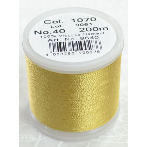 Madeira Rayon 40 #1070 GOLD 200m Machine Embroidery Thread