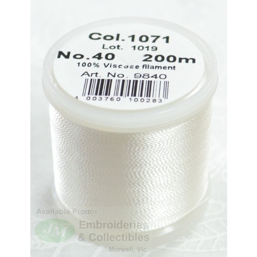 Madeira Rayon 40 #1071 OFF WHITE or PALE SEA FOAM 200m Machine Embroidery Thread
