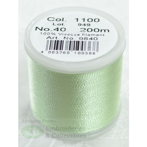 Madeira Rayon 40 #1100 LIGHT GRASS GREEN 200m Machine Embroidery Thread