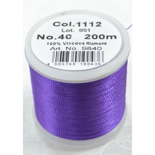 Madeira Rayon 40 #1112 ROYAL PURPLE 200m Machine Embroidery Thread