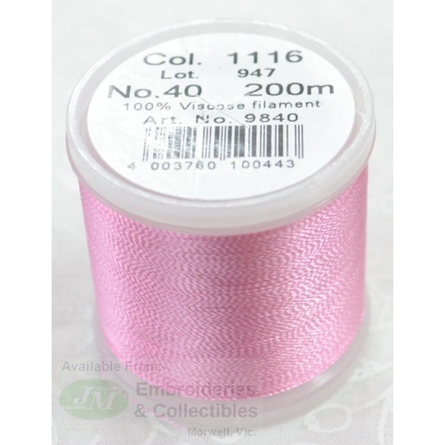 Madeira Rayon 40 #1116 CANDY PINK 200m Machine Embroidery Thread
