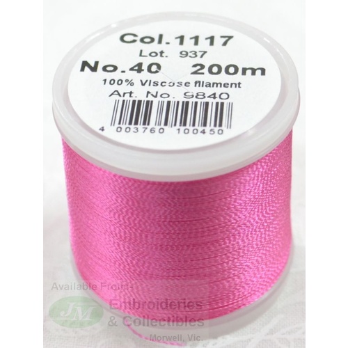 Madeira Rayon 40 #1117 DEEP ROSE 200m Machine Embroidery Thread