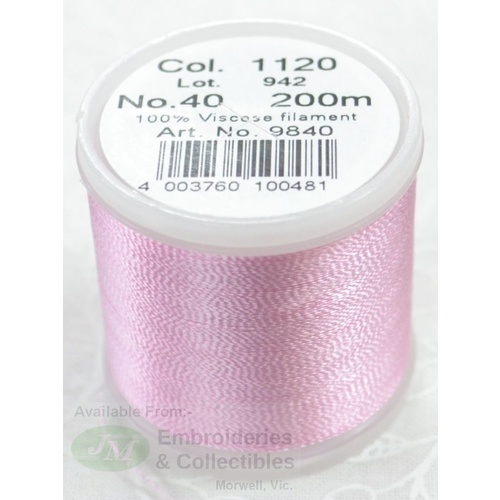 Madeira Rayon 40 #1120 PASTEL ORCHID or BABY PINK 200m Machine Embroidery Thread