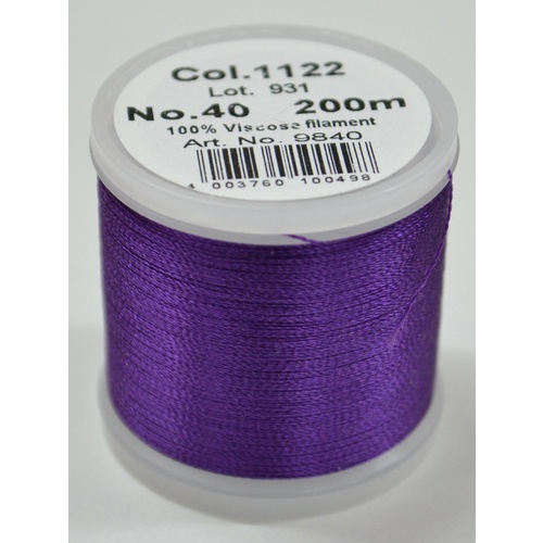 Madeira Rayon 40 #1122 DARK PURPLE 200m Machine Embroidery Thread