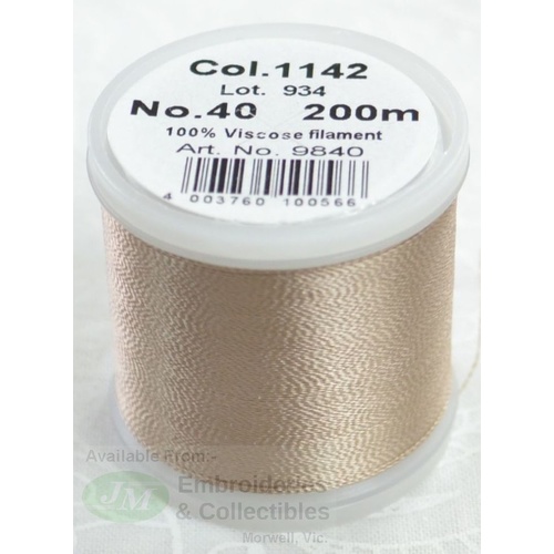 Madeira Rayon 40 #1142 PEACH PUFF 200m Machine Embroidery Thread