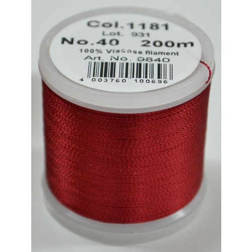 Madeira Rayon 40 #1181 BAYBERRY RED 200m Machine Embroidery Thread