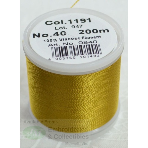 Madeira Rayon 40 #1191 DARK FLAX GOLD 200m Machine Embroidery Thread