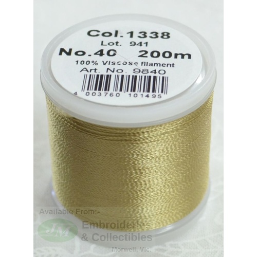 Madeira Rayon 40 #1338 GOLDEN BROWN 200m Machine Embroidery Thread