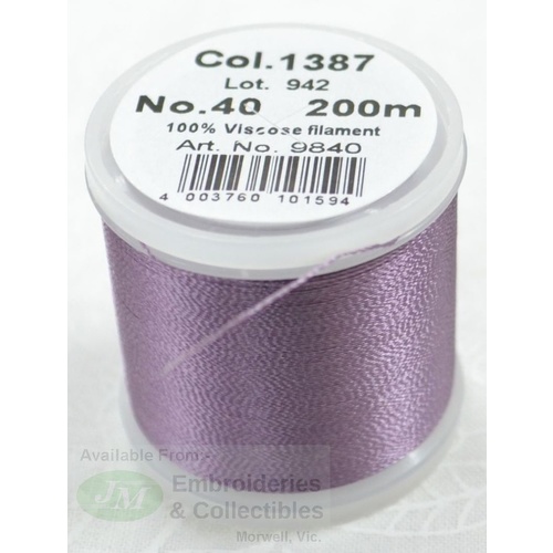 Madeira Rayon 40 #1387 LIGHT PLUM 200m Machine Embroidery Thread