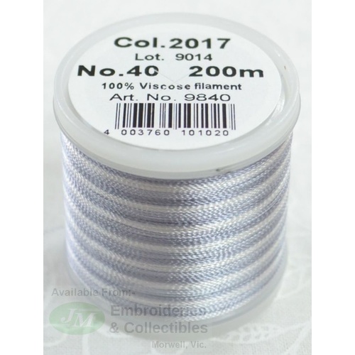 Madeira Rayon 40 OMBRE #2017 GREYS 200m Machine Embroidery Thread