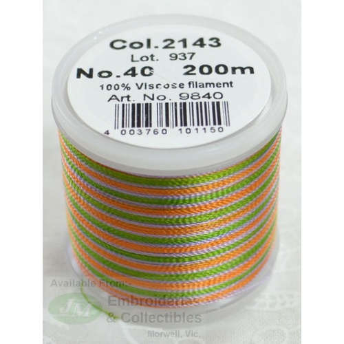 Madeira Rayon 40 Multi-COLOUR #2143 200m Machine Embroidery Thread