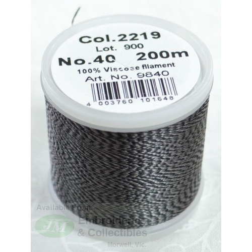 Madeira Rayon 40 MELANGE #2219 BLACK GREY 200m Machine Embroidery Thread