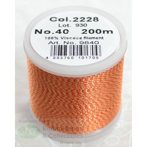 Madeira Rayon 40 MELANGE #2228 ORANGE 200m Machine Embroidery Thread