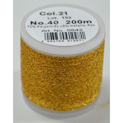 Madeira Metallic 40 #21 Gold Meda 200m Machine Embroidery Thread